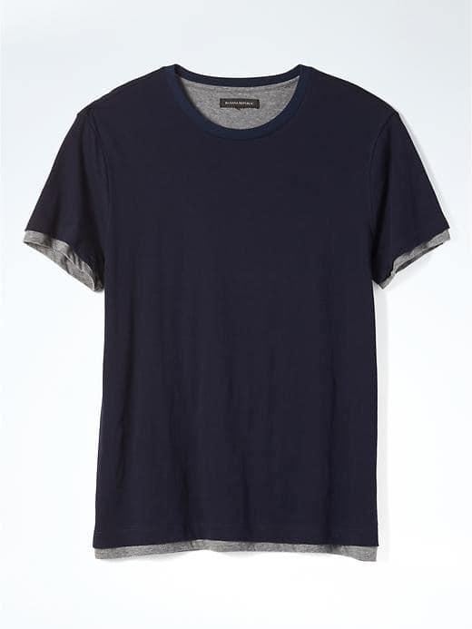 Banana Republic Mens Relaxed Double Layer Tee - Navy