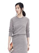 Banana Republic Floral Patterned Crew Neck Sweater - Slate Grey