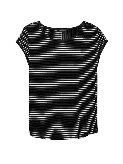 Banana Republic Womens Rounded-hem Dolman Top Shadow Stripe Size M