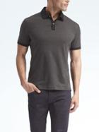 Banana Republic Mens Slim Luxury Touch Heathered Polo - Black