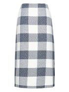 Banana Republic Womens Petite Gingham Pencil Skirt With Side Slit Blue Size 4