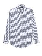Banana Republic Womens Dillon Classic-fit Stripe Shirt White & Blue Stripe Size Xs