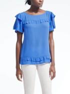 Banana Republic Womens Easy Care Layer Sleeve Top - Harbor Blue