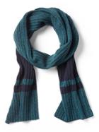 Banana Republic Mens Ribbed Stripe Scarf Teal Blue Size One Size