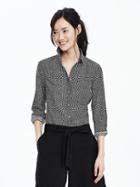 Banana Republic Riley Fit Black Multi Print Shirt Size 0 Petite - Black Multi