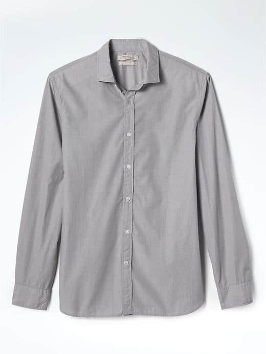 Banana Republic Mens Heritage Grant Fit Dobby Micro Stripe Shirt - Urban Gray