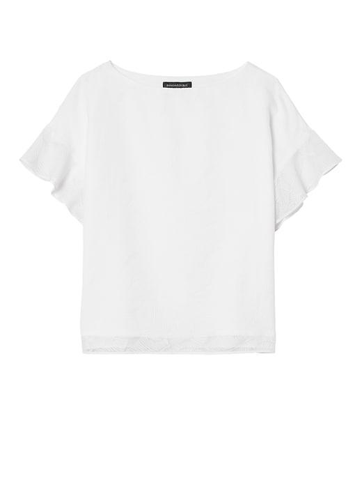 Banana Republic Womens Palm Ruffle-sleeve Top White Size Xl