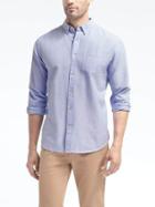 Banana Republic Mens Camden Fit Cotton Stretch Oxford Shirt - Light Blue