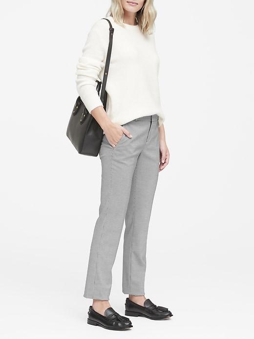 Banana Republic Womens Ryan Slim Straight-fit Machine-washable Houndstooth Pant Black & White Size 10