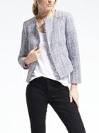 Banana Republic Womens Collarless Boucle Jacket - Light Blue