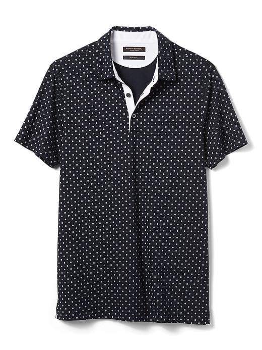 Banana Republic Mens Slim Luxe Touch Geo Polo - Navy