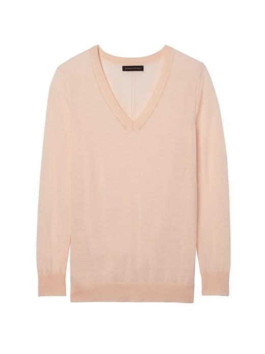 Banana Republic Womens Machine-washable Merino V-neck Sweater Blush Size Xl