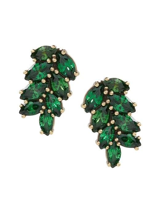 Banana Republic Womens Jeweled Palm Leaf Stud Earring Gold Size One Size