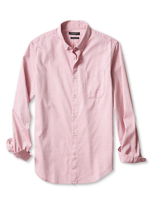 Banana Republic Mens Camden Fit Dobby Oxford Shirt Size L Tall - Red