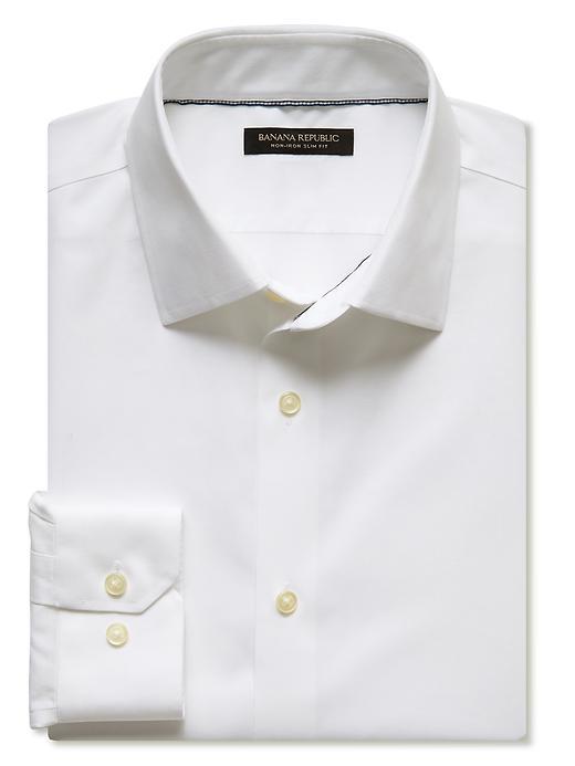 Banana Republic Mens Camden Fit Non Iron Square Weave Shirt Size L Tall - White