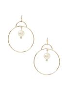 Banana Republic Womens Classic Pearl Hoop Earring Gold Size One Size