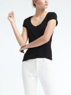 Banana Republic Womens Essential Stretch To Fit Scoop Tee - Black