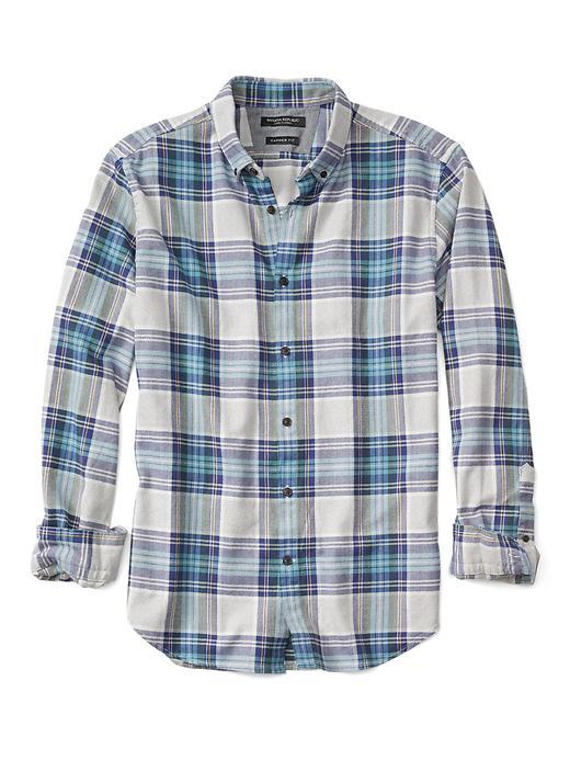Banana Republic Mens Camden Fit Flannel Tartan Shirt - Riptide Blue