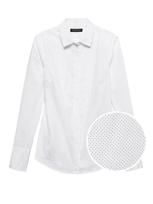 Banana Republic Womens Riley Tailored-fit Polka Dot Shirt White & Gray Dots Size 16