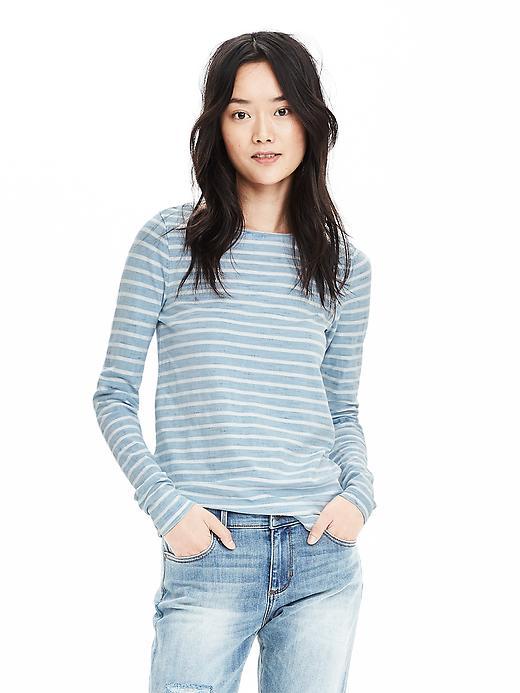 Banana Republic Womens Indigo Boatneck Tee Size L - Tipo