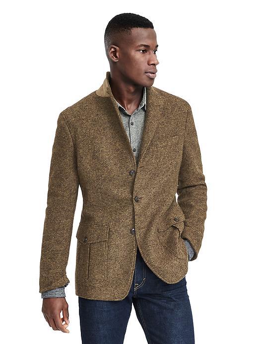 Banana Republic Mens Slim Heritage Brown Textured Wool Sport Coat - Brown Multi