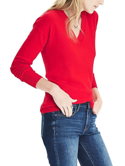 Banana Republic Womens Italian Cashmere Blend Vee Pullover Size S - Red