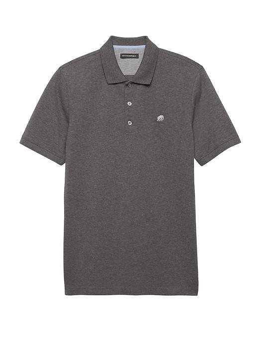 Banana Republic Mens Slim Signature Pique Polo Shirt Heather Charcoal Size Xl