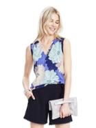 Banana Republic Womens Sleeveless Floral Vee Top Size L - Patchwork Blue