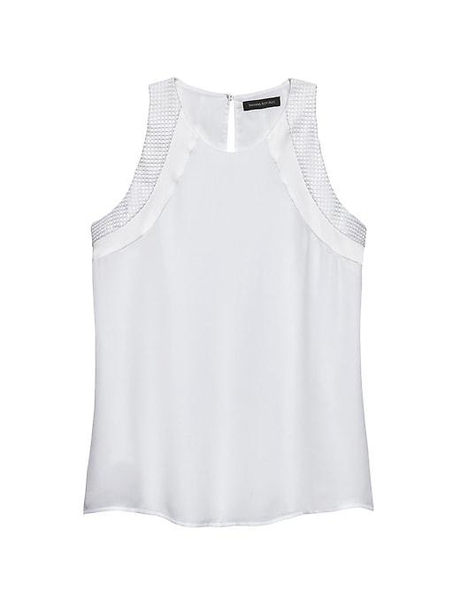 Banana Republic Womens Mixed Media Racerback Top White Size M
