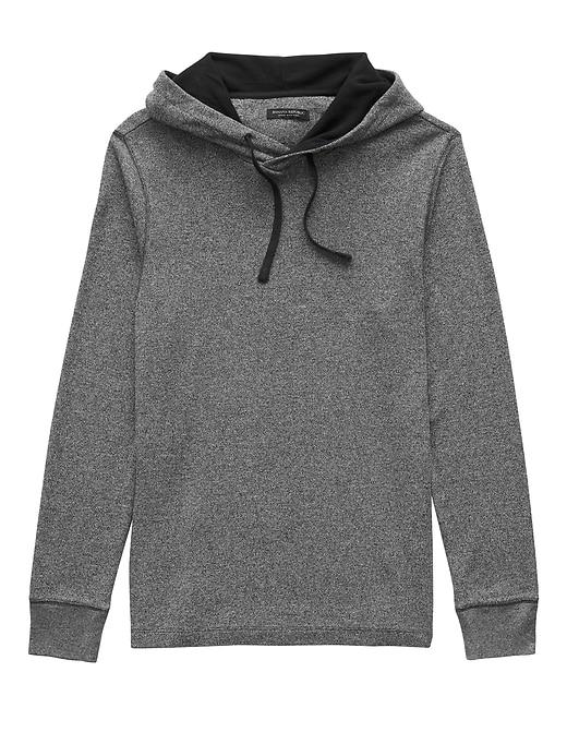 Banana Republic Mens Waffle-knit Cotton-modal T-shirt Hoodie Gray Texture Size S