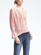 Banana Republic Womens Easy Care Pintuck Lace Blouse - Pop Pink