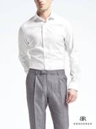 Banana Republic Mens Monogram Grant Slim Fit French Cuff Shirt - White