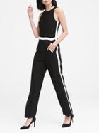 Banana Republic Womens Side-stripe Jumpsuit Black & White Size 0
