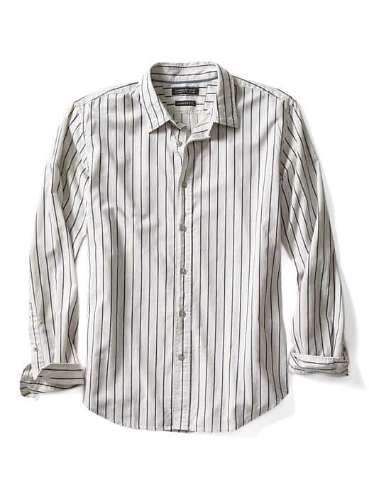 Banana Republic Mens Camden Fit Custom Wash Striped Shirt - Blue Dusk