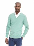 Banana Republic Mens Todd &amp; Duncan Textured Cashmere Vee Pullover Size L Tall - Surf Spray