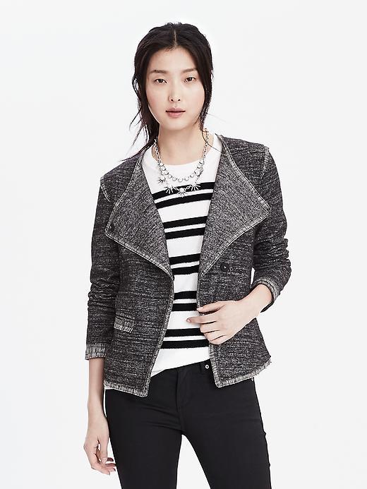 Banana Republic Womens Tweed Jacket Size L - Black