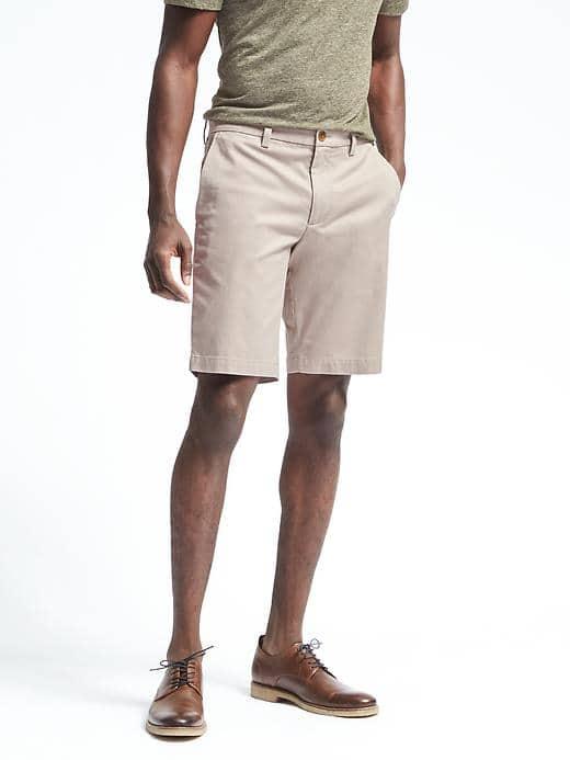 Banana Republic Mens Aiden Slim Stretch Cotton Short - Fall Khaki
