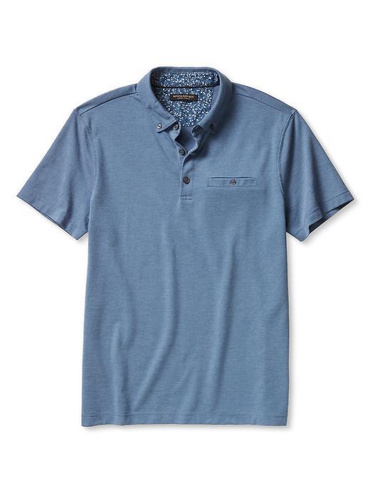 Banana Republic Mens Birdseye Pocket Polo Size L Tall - Light Blue