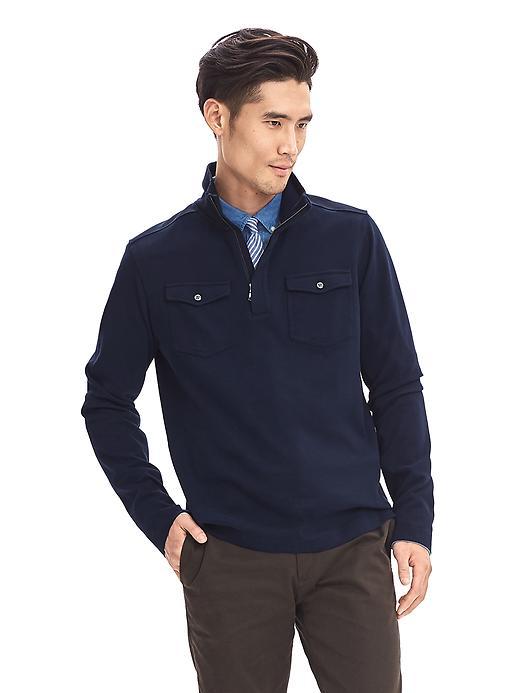 Banana Republic Mens Chest Pocket Half Zip Size S - Preppy Navy