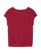Banana Republic Womens Washable Silk Roll-cuff Top Firebrick Red Size Xs