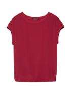 Banana Republic Womens Washable Silk Roll-cuff Top Firebrick Red Size Xs