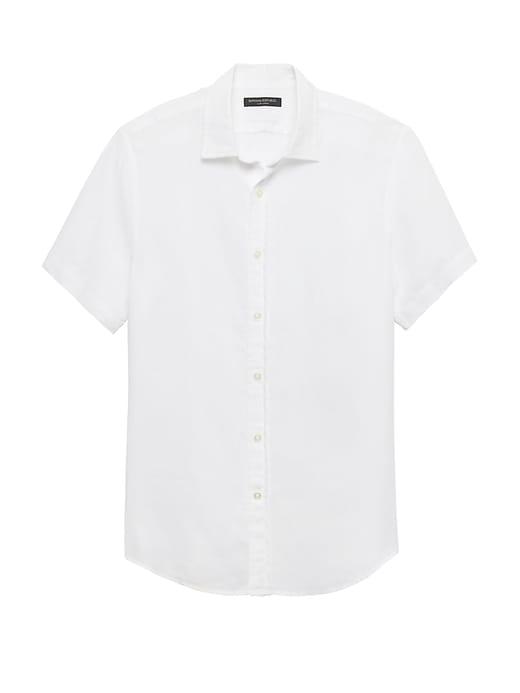Banana Republic Mens Camden Standard-fit Linen Shirt White Size M