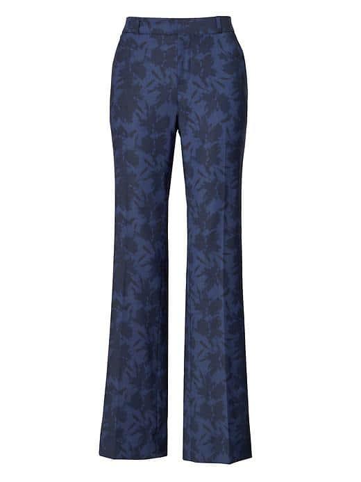 Banana Republic Logan Fit Print Lightweight Wool Pant - Navy