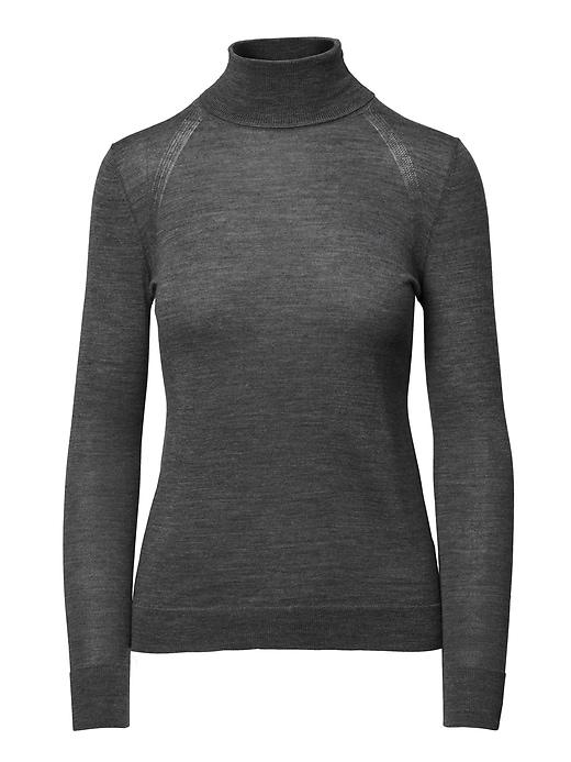 Banana Republic Womens Machine Washable Merino Turtleneck - Charcoal Heather