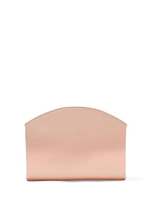 Banana Republic Womens Metallic Inverted Half-moon Pouch Rose Gold Size One Size