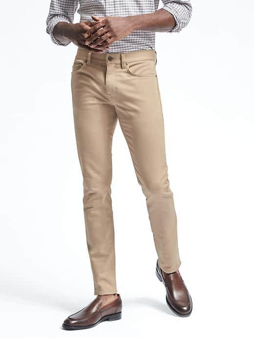 Banana Republic Mens Skinny Traveler Pant - Khaki