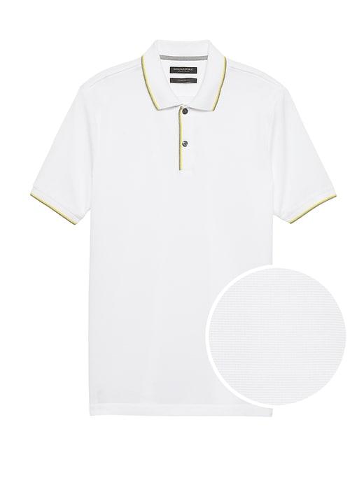 Banana Republic Mens Luxury-touch Texture Polo Shirt Optic White Size L