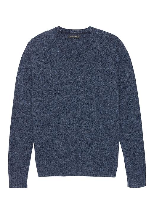 Banana Republic Mens Extra-fine Italian Merino Woolv-neck Sweater Navy Blue Size Xl