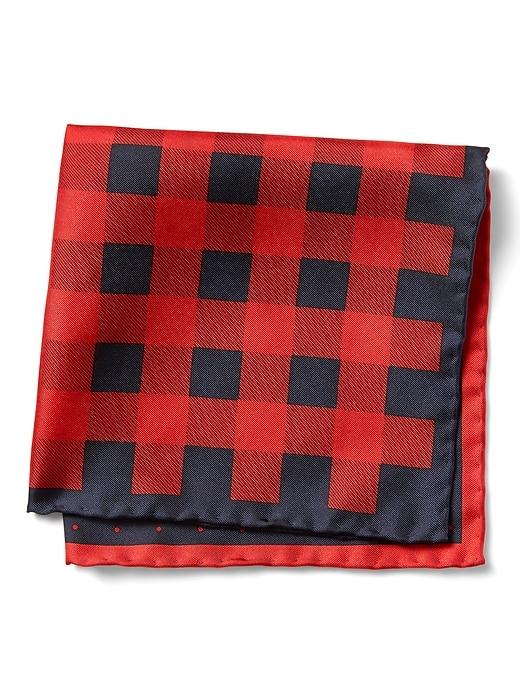 Banana Republic Mens Plaid Dot 4-in-1 Silk Pocket Square Cinnabar Red Size One Size