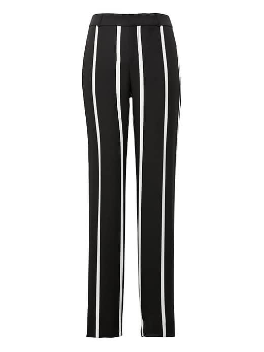 Banana Republic Womens Petite Avery Straight-fit Stripe Pant Black & White Size 10